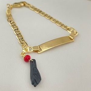 18k Gold Filled Children Azabache Mariner Bracelet